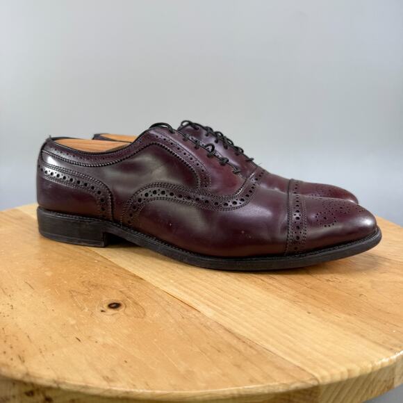 Allen Edmonds Strand Mens Size 10.5 B Burgundy Leather Cap Toe Oxford Shoes USA - Picture 1 of 10